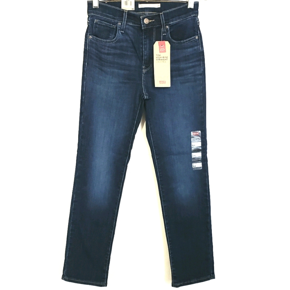 Levis 724 High-rise Nwt Straight Leg Cropped Dark Wash Jeans